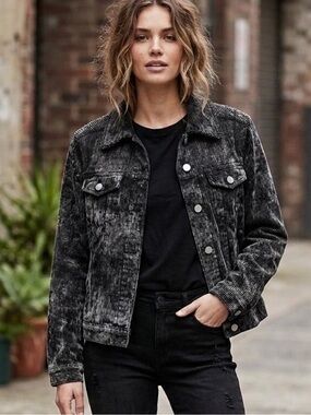 POL Black corduroy jacket with rhinestones Size L